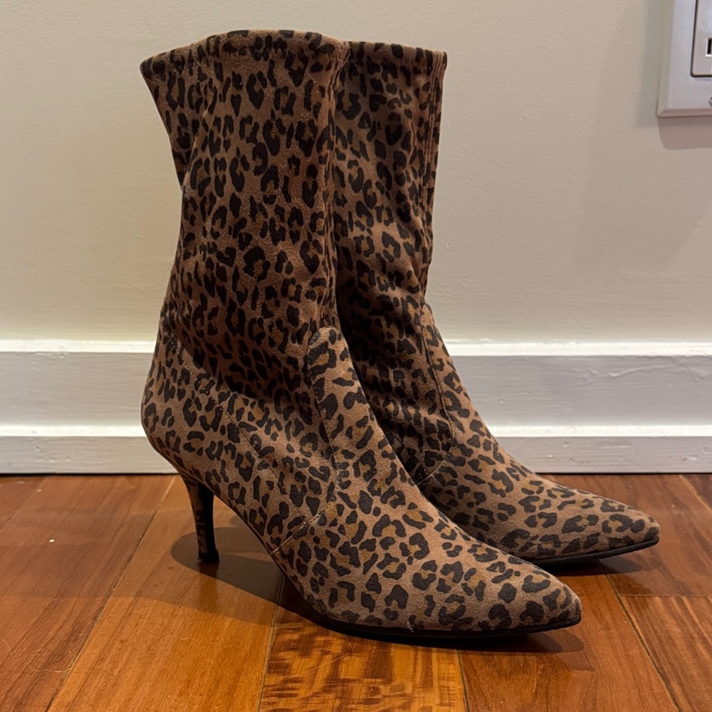 Stuart Weitzman Leopard-Print Sock Boots - Brown/Black